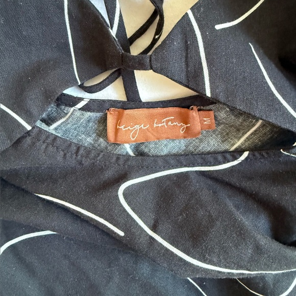 BEIGE BOTANY Black White Linen Cutout Tie Back Midi Dress M - Picture 9 of 11